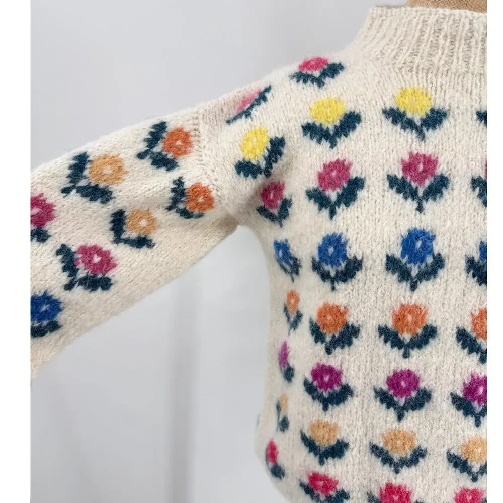 Frantic Magnolia Floral Sweater Handknit Alpaca Size Small NWT Free People
